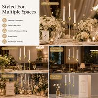 Lot de 3 bougeoirs en métal doré, avec dessus en aluminium facetté, pour centre de table de mariage et décoration intérieure