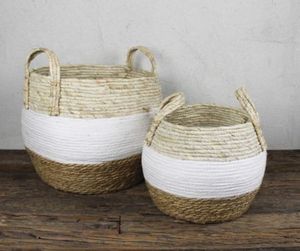 Sea Grass Woven Eco-Friendly Rattan Banana & Cotton Rope <b>Foldable</b> Handmade Hanging Storage <b>Basket</b> for Toy and Planter Use - Product Image 5