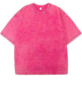 Summer Acid Wash Solid Vintage Casual <b>Top</b> for Women 100% Cotton Regular Fit Knee Knitting Short Sleeve T-Shirt Digital Printing - Product Image 1