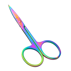 Professional Rainbow Titanium <b>Cuticle</b> <b>Scissors</b> Stainless Steel Fine Point Straight Blade Manicure Pedicure Nail Care Tool OEM - Product Image 1