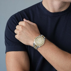 Relojes Mecánicos Automáticos de Lujo con Esfera Grande, Personalizados, de Dos Tonos, Dorados, con Diamantes Redondos VVS y Moissanita, Unisex para Hombre - Product Image 2