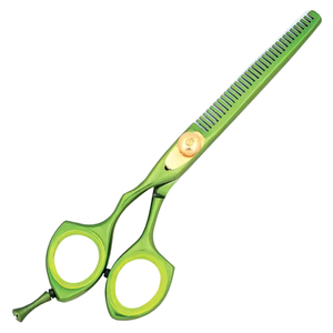 Ciseaux de barbier professionnels japonais en acier inoxydable de 6 pouces à pointe arrondie pour droitiers, ciseaux à effiler verts pour la coiffure - Product Image 5