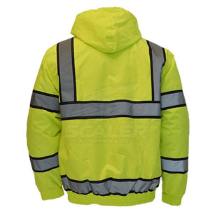 Reflective High Visibility ANSI Class 3 <b>Waterproof</b> Pullover Hoodie with Customized Logo for Sports Training Outdoor Use - Product Image 2