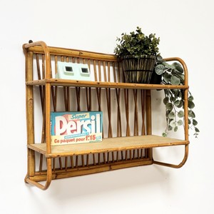 Étagère à livres moderne en rotin, étagères de rangement en bois et canne, organisateur de sol pour chambre d'enfant - Product Image 3