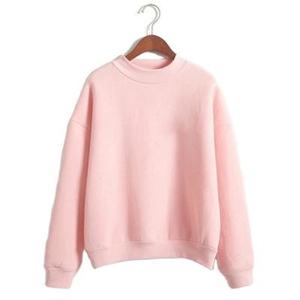 Sudadera Rosa de Cuello Redondo para Mujer, Color Sólido, Tejida, Manga Larga, Transpirable, para Otoño - Product Image 1