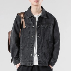 Veste en jean en coton pour homme, style printemps-automne, col rabattu, veste bomber décontractée, vêtements pour homme, vêtements d'extérieur - Product Image 3