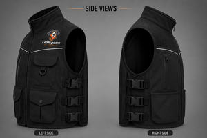 <b>Trainer</b> Vest Men's Black Zippered Utility Vest With Pockets And Logo Front Casual Outdoor Wear - Product Image 2