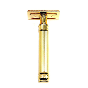 Rasoir de sécurité professionnel réglable en or à double tranchant en métal pour le toilettage masculin - Product Image 1