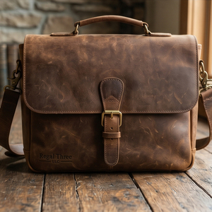Bolso de Hombro de Cuero Genuino Vintage con Cierre de Hebilla y Correas Ajustables, Bolsos de Mensajero de Cuero para Uso en Todas las Estaciones - Product Image 5