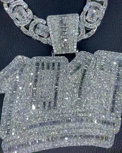 Colgante de Lujo Personalizado con Número, Totalmente Engastado, Chapado en Oro de 18K, Plata de Ley, Moissanita VVS1, Amuleto para Él, Estilo Rapper - Product Image 2