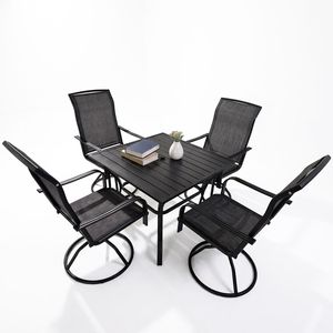 Tavoli da Pranzo con Piano in Metallo per Giardino, Quadrati da 0,9M o Rettangolari da 1,5M, Impermeabili e Resistenti all'Usura, con Telaio in Metallo Solido - Product Image 2