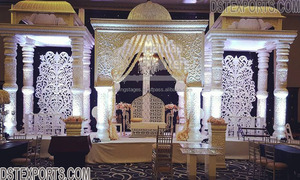 Mandap de Fibra Estilo Maharaja Real, Decoración de Boda Jodha Akbar con Acabado Blanco, Forma Redonda, Fiestas Temáticas Indias, Brisbane - Product Image 3