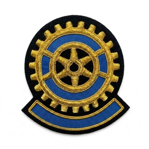 Badge brodé main en fil d'or avec couronne, motif crête des Royal Engineers, le plus vendu, pour blazer et casquette - Product Image 1