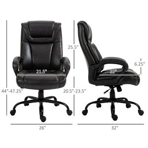 Sedia da Ufficio Ergonomica Direzionale Marrone con Schienale Alto, Capacità 180 kg, Comoda Sedia da Capo Regolabile in Altezza, Seduta Larga in Pelle PU e Legno - Product Image 3