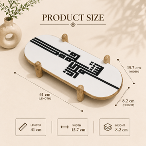 Plateau de présentation artisanal en bois de manguier avec des motifs d'art islamique modernes pour des expériences culinaires sophistiquées - Product Image 3