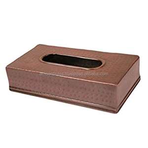 Soporte de pañuelos de hierro y Metal Chapado en cobre, mesa de esquina redonda, caja de pañuelos decorativa para el hogar y restaurantes, decoración de mesa de comedor - Product Image 4