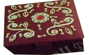 Handmade Rectangular Polyester Purse Gold Embroidery Pink <b>Sequin</b> Flower Design Home Decoration Wooden Jewelry Gift Box (4"W) - Product Image 3