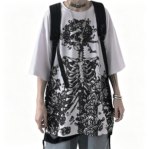 Camiseta Punk Gótica con Estampado Digital de Calavera, Ajuste Regular, Tejido de Punto, Estilo Urbano, Antiarrugas, Transpirable, de Secado Rápido, 300 Gramos - Product Image 3