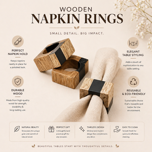 <b>Rustic</b> Wooden Napkin Ring <b>Set</b> Handmade | Natural Wood Napkin Holders for <b>Dining</b> <b>Table</b> Decor Wedding Party Hotel <b>Table</b> Setting - Product Image 5