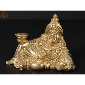 Escultura de latón de Lord Kubera de 4 pulgadas hecha a mano en la India para regalar - Product Image 2