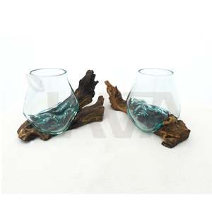 Aquarium et terrarium écologiques, bac à poissons avec base en verre et bois naturel, capacité de 2 L - Product Image 3