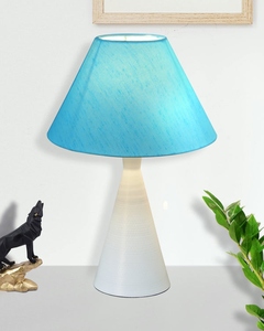 Modern turquoise metal <b>table</b> lamp white cone shade minimalist <b>bedside</b> light for home office decor wholesale OEM - Product Image 3