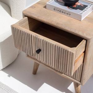 Mesita de Noche de Madera con Dos Cajones Vandana Orion Aston, Mesita de Noche Moderna de Madera Maciza - Product Image 2