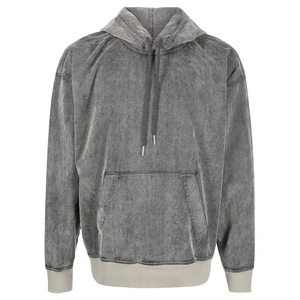 Wholesale High Quality Cotton Acid Washed Hoodie Streetwear Washing Old Sweater Stone Washed Vintage Process Hoodie Full Length - Product Image 1