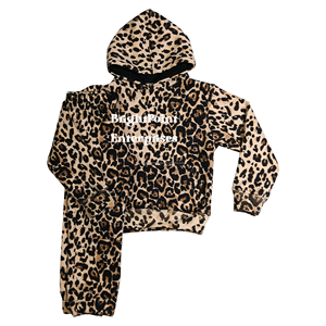 Ensemble de survêtement d'hiver unisexe pour enfants, imprimé personnalisé léopard camouflage, sweat-shirt à capuche et pantalon de survêtement, vêtements pour jeunes - Product Image 2