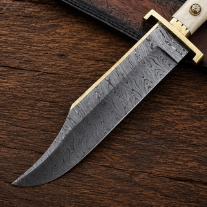 Premium Damascus Steel Hunting <b>Knife</b> with Natural <b>Bone</b> <b>Handle</b> Fixed Blade Bushcraft Survival <b>Knife</b> with Leather Sheath - Product Image 5