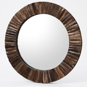 <b>Round</b> Bamboo <b>Mirror</b> 19 Inch Stylish Decorative Wall <b>Mirror</b> for Bedroom Living Room <b>Bathroom</b> Contemporary Natural Design - Product Image 2