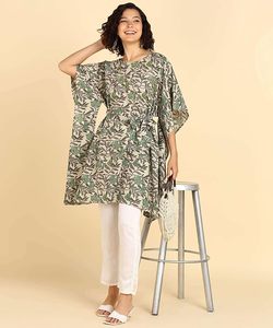 High Quality Designer Cotton Printed <b>Kaftan</b> <b>Summer</b> Daily Wear Regular Fit Washable Three Quarter Sleeve Best Price - Product Image 3