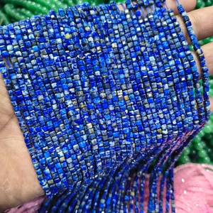 Perles carrées en lapis-lazuli bleu naturel, perles d'espacement en pierre précieuse, brin de perles pour la création de bijoux - Product Image 1