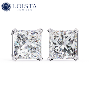 Boucles d'oreilles en diamant de laboratoire taille princesse avec certification IGI pour femmes, bijoux de luxe - Product Image 2
