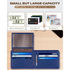 Portafoglio Bifold Sottile in Ecopelle Blu per Uomo con Blocco RFID, Porta Carte e Tasca Frontale, Include Confezione Regalo - Product Image 3