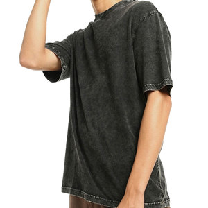T-shirt noir pour homme, coupe oversize, effet délavé, 100% coton, tissu épais, style vintage usé, logo personnalisé, coupe ample, streetwear - Product Image 6
