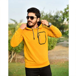Sudadera con Capucha Unisex Color Amarillo Mostaza, Corte Regular, Informal, con Bolsillo con Cremallera, Secado Rápido, Ropa de Invierno - Product Image 5