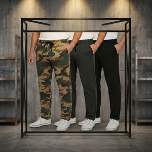 Pantalones Deportivos Casuales para Hombre, Camuflaje Negro Gris, Cintura Elástica con Cordón, Bolsillos Laterales, Algodón de Peso Medio, Ropa de Otoño - Product Image 5