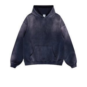 เสื้อฮู้ดดี้ผู้ชายผ้าฝ้ายฟลีซ 100% ทรงโอเวอร์ไซส์ ลายพิมพ์ดิจิทัล ล้างสีแบบแอซิดวอช สกรีนโลโก้ได้ ผ้าไม่หด ไม่ยับ สำหรับฤดูใบไม้ร่วง - Product Image 6