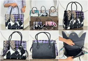 Bolso Tote de Cuero Vacuno con Diseño a Cuadros, Gran Capacidad, Venta Directa de Fábrica, Bolso de Hombro, Bolso de Moda, Regalo para Mujer - Product Image 3