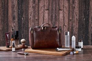 Genuine Leather Toiletry Bag Mens Dopp <b>Kit</b> Travel Wash Bag <b>Shaving</b> <b>Kit</b> Pouch Waterproof Lining Wholesale Shop TYG-0136 - Product Image 3