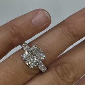14K Gold Cushion Cut Engagement <b>Ring</b> Prong Halo Set IGI CVD HPHT Lab Grown Diamond Eternity Accent Bridal Band Women Wholesale - Product Image 2