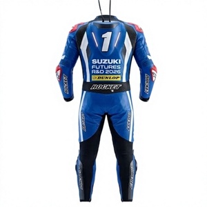ชุดแข่งรถมอเตอร์ไซค์ Mat Mladin Racing Suit Zuzuki 1 ชิ้น ทำจากหนังวัว/หนังจิงโจ้ สำหรับขับขี่มอเตอร์ไซค์/จั๊มสูทสำหรับนักขี่มอเตอร์ไซค์ระดับมืออาชีพ - Product Image 2