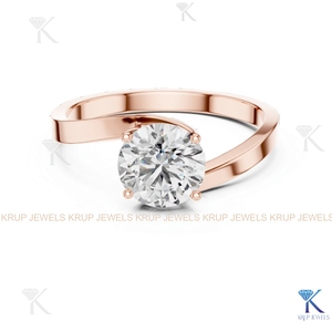 แหวนหมั้นเพชรทรงกลมเจียระไนแบบ IGI Certified Lab Grown Diamond ประดับบนตัวเรือนทองคำแท้ทรงมงกุฎ ดีไซน์วินเทจลายฉลุ - Product Image 1