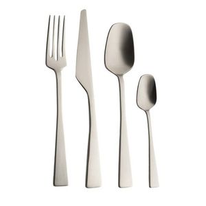 Ensemble de couverts de luxe en nickel satiné - 4 pièces, design architectural contemporain, comprenant couteau, fourchette et cuillères géométriques - Product Image 3