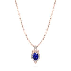 Colliers pendentifs REYES de haute qualité en or massif 14 carats, saphir bleu ovale de 24,6 carats avec moissanite, pour femmes - Product Image 6