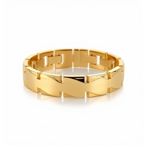 Brazalete de Oro Sólido de 10K, Joyería de Oro Real, Proveedor Mayorista, Pulseras Minimalistas de Oro de 10 Quilates, Eslabones Geométricos Cuadrados - Product Image 6