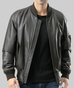 Chaqueta universitaria de cuero genuino hecha a medida OEM/ODM, chaqueta bomber de béisbol con logotipo bordado personalizado para hombre - Product Image 3