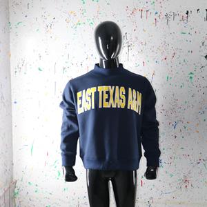 Sudadera de cuello alto azul marino de East Texas A&M, 100% amarilla, con apliques bordados, cuello ancho, URBAN PRODUCTIONS - Product Image 3