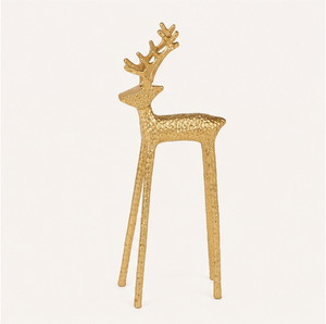 Estatua de reno dorada de lujo, escultura minimalista de animal, estilo nórdico estético, decoración navideña para sala de estar y oficina. - Product Image 1